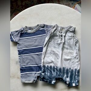 Burt’s Bees boys size 12 month rompers one piece with snaps; sold as a set